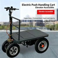 Chariot à plateforme électrique à marche arrière, 4 roues, moteur sans balais, frein à disque, double batterie, pour entrepôt