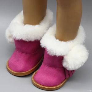 Chaussures de poupée américaine de 18 pouces, bottes de neige d'hiver rouge blanc noir brossé - Product Image 4