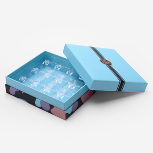 Custom Blue Rectangle Luxury Bonbon Chocolate Bar Gift Paper Boxes Packaging Empty Truffle Chocolate Boxes with Dividers