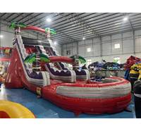 Toboggan aquatique gonflable tropical avec piscine, toboggan aquatique gonflable commercial pour enfants à louer