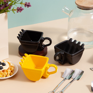 Tasse à café créative en céramique de Chaozhou, noire et jaune, pour la maison et le bureau - Product Image 4