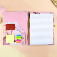 Clipboardfolio de luxe en spirale A4 avec bloc-notes rechargeable Clip en métal collant Clip Board Clip en métal et Clip Board