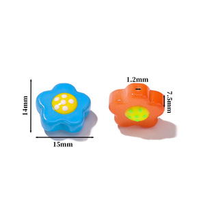 Floral Glass <b>Beads</b> With Straight Holes For Bracelet Making Crystal Lampwork Material Flower Shape AC4627 - Product Image 2