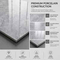 Carreaux de sol intérieurs en porcelaine gris clair poli moderne 750x1500mm aspect marbre pour projets de villas et bâtiments commerciaux