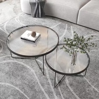 Dernière base en verre coloré moderne pour salon, hôtel, bureau ensembles de table basse plateau rond