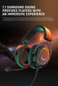Casque de jeu <span class=keywords><strong>Fifine</strong></span> <span class=keywords><strong>H6</strong></span> 7.1 canaux Surround stéréo Casque de jeu Casque filaire <span class=keywords><strong>USB</strong></span> Lumières RVB multicolores Casque de jeu - Product Image 2