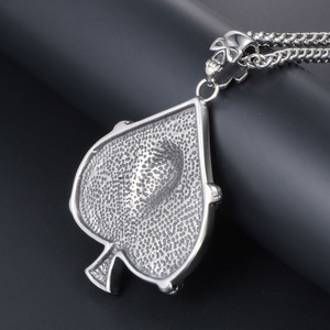 Collier pendentif crâne en acier inoxydable, forme de pique avec chaîne pour hommes et femmes, bijoux à la mode SP467 - Product Image 4