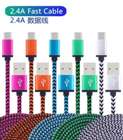 Cable cargador trenzado de nailon de 6 pies/2M, cable USB tipo C para todos los cables adaptadores de tipo C Android para Samsung para iPhone IOS