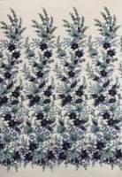 Tela de Malla Floral 3D Azul de Lujo con Cuentas y Adornos Multicolores en Stock, Envío Rápido en 3 Días para Vestido de Noche o de Novia