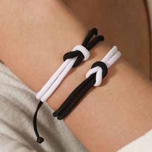 Fashion String <b>Bracelet</b> Black <b>White</b> Braided Knot Unisex Gift Wearable Jewelry Yiwu Origin - Product Image 3