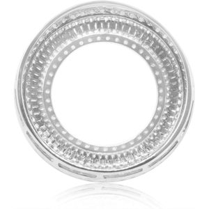 Collar con Colgante Circular de Diamantes Redondos y Baguette Blancos, Plata de Ley, 0.94 Cttw, para Uso Diario de Mujeres - Product Image 3