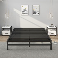 Lit superposé moderne Yukang en métal, simple ou double, en fer forgé, tatami, nervuré, épaissi, renforcé, sans tête de lit, pliable, noir, 1 an