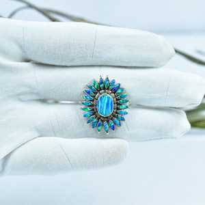 Handmade Aurora Opal Sterling Silver <b>Adjustable</b> <b>Ring</b> Natural Gemstone Jewelry for Women Wholesale - Product Image 5