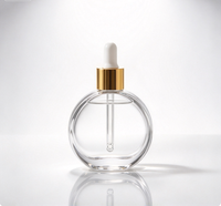 Flacon compte-gouttes rond en verre transparent vide de 20 ml pour sérum, huile capillaire ou huile essentielle, avec logo personnalisé, sérigraphié et estampé or
