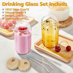 2025 New 12oz 16oz 20oz Double Wall Kids Pre Drilled Snow Globe Glass Can <b>Cup</b> with Bamboo <b>Lids</b> <b>and</b> <b>Straws</b> for Glitter DIY - Product Image 2