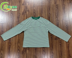 <span class=keywords><strong>เสื้อ</strong></span>ยืดแขนยาวลายทางผ้าฝ้ายหนาน้ำหนักมากสำหรับผู้หญิง <span class=keywords><strong>เสื้อ</strong></span>ยืดคอกลมโอเวอร์ไซส์ลายทางสำหรับผู้ชายแบบยูนิเซ็กซ์ - Product Image 1
