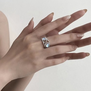 2025 anello di metallo cavo argento placcato nero regolabile nocca impilabile anello da donna