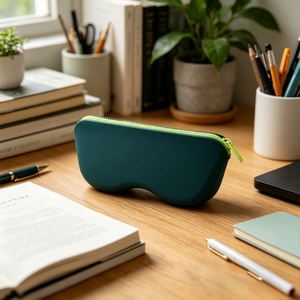 Simple Style Customizable Portable Zipper Closure Silicone Sunglass <b>Cases</b> <b>for</b> Travel Outdoor Beach Daily Use Water - Product Image 1