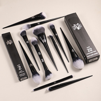 Pinceaux de maquillage vegan pour débutants, série 11 pièces, pinceau à flamme KVD4 personnalisé, vente en gros d'usine