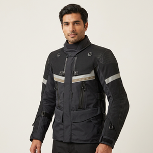 Men's Motorcycle Jackets Canvas Stand Collar Protective Gear Windproof High Quality Vintage Style - Product Image 1