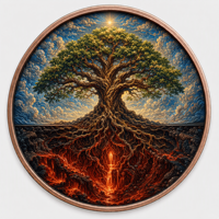 Pièces de monnaie en cuivre à haute relief 5 oz .999 Cuivre pur Pièce ronde Arbre de Vie Racines Impression UV colorée Pièces de monnaie en cuivre