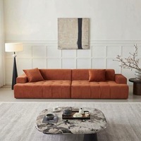 Ensemble de canapés modulaires contemporains en polyester, design surdimensionné avec rembourrage capitonné à grille moderne pour appartement