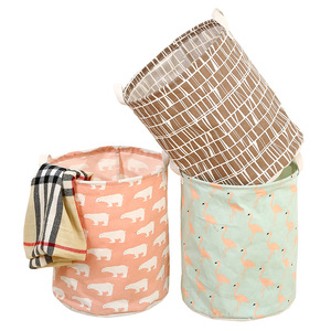 Panier à linge pliable rond en tissu de lin, organiseur de rangement pour vêtements, salle de bain, chambre, usage domestique - Product Image 5