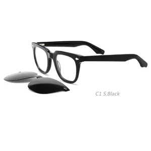 ST030 Custom Logo Fashion Acetate Optical Frame Clip On Sunglasses Unisex UV400 Polarized