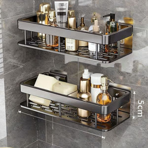 Premium No Drilling Wall Mounted Bathroom Suction Cup <strong>Shower</strong> Caddy <strong>Kitchen</strong> Washstand Storage Organizer Shelf Rack - Product Image 4