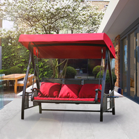 Canopée de jardin 3 places, balançoire, hamac de plage, Patio, avec bande LED solaire, haute qualité