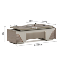 Bureau de direction de luxe moderne en forme de L avec armoire latérale et rangement pour dossiers – Ensemble de mobilier de direction