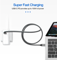 Kabel Pengisian Daya ULT-unite Custom USB 3.2 Gen 2x2 dengan Chip E-Marker Tipe C 20Gbps 5A 100W Tembaga Berlapis Timah C ke C