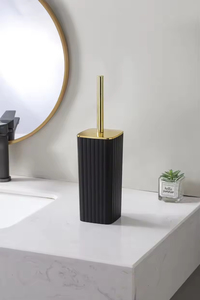 Luxury Hotel Black Plastic 6pcs Bathroom Set Multi-Functional <b>Bottle</b> Dispenser Accessories with Toilet <b>Brush</b> - Product Image 2