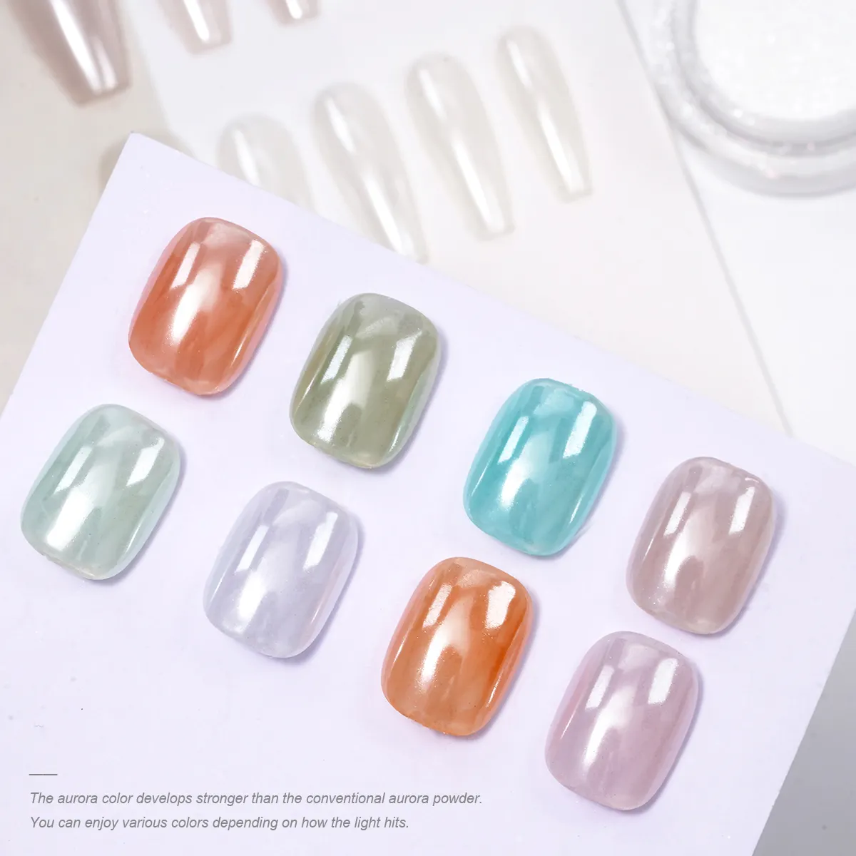 Nail Nguồn cung cấp Aurora multichrome sắc tố Gương trắng Chrome Nail sắc tố bột