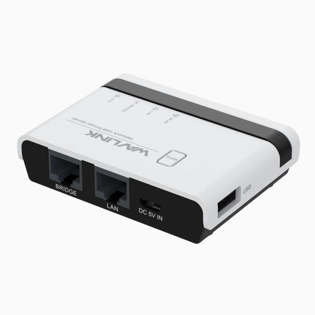 WAVLINK NU516U1 USB 2.0 Wireless Printer Server with 10/100Mbps LAN Switch