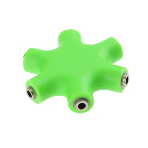 Verde 6-Way 3.5mm Stereo Audio Cuffie Hub Splitter Fino a 5 Cuffie per Lettore Audio MP3 Musica dispositivo di condivisione