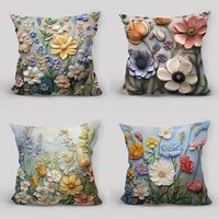 Housse de coussin florale, motif jardin de fleurs 3D, housse de coussin décorative, décoration de luxe pour la maison, housse de coussin de canapé