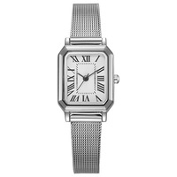 Jam Tangan Wanita Analog Quartz Dial Persegi Panjang Kecil Vintage, Tali Mesh Alloy Ramah Lingkungan, Casing 10mm