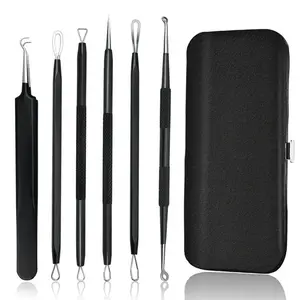 Wellflyer ARN-082-1 thép không gỉ 6 cái mặt mụn đầu đen Remover needles Kit extractor công cụ chuyên nghiệp grooming Kit