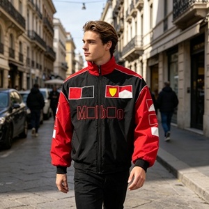 Hot Selling Men's F1 Racing Satin <strong>Jacket</strong> Handmade Embroidery Classic Black <strong>Red</strong> Design Customized <strong>Waterproof</strong> Winter <strong>Jacket</strong> - Product Image 5