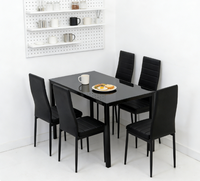 Ensemble de table à manger noire moderne avec 6 chaises, design contemporain pour la maison, restaurant, chaises rembourrées, chaises de salle à manger