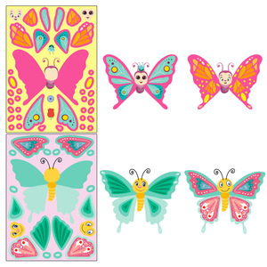 Paquete de 6 Hojas de Pegatinas Adhesivas de Mariposas de Dibujos Animados, Pegatinas de Rompecabezas Coloridas para Niños, Juego de Pegatinas de Papel Duraderas - Product Image 3