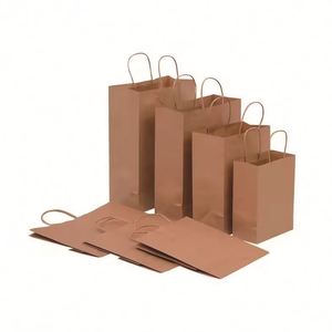 Sac d'emballage en papier kraft en gros, sac de shopping artisanal brun et blanc, sac d'emballage en papier kraft avec logo personnalisé - Product Image 1