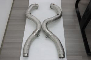 Pour Mercedes-Benz C63 C63S AMG W205 V8 4.0t M177 2015+, Downpipe en acier inoxydable 304 à haut débit avec isolation, 3,97 pouces - Product Image 2