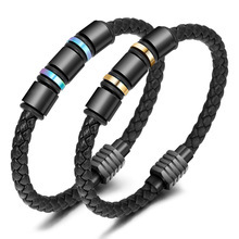 Bracelets de Mode Multi-Couches en Corde Tressée et Cuir avec Fermoir Magnétique - Modèles de Bracelets pour Hommes - Product Image 4