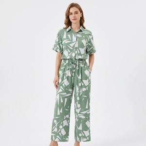 Conjunto <span class=keywords><strong>de</strong></span> 2 Piezas <span class=keywords><strong>para</strong></span> <span class=keywords><strong>Mujer</strong></span>, Estampado Floral, Casual, Verano, Cuello Solapa, Manga Corta, <span class=keywords><strong>para</strong></span> Uso Diario - Product Image 1
