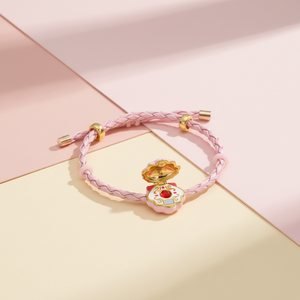 สร้อยข้อมือปรับได้ลายเปลือกหอยน่ารัก เมโลดี้ พิชิ พิชิ พิทช์ สร้อยข้อมือเชือกหนังสีชมพูสุดน่ารัก - Product Image 1