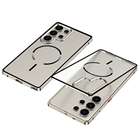 Étui magnétique en métal avec boucle à ressort de refroidissement compatible HD pour S26 Ultra S25+, panneau arrière mat, design couleur unie