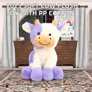 Juguete de vaca suave de moda 2025, peluche de vaca lechera barato con relleno de algodón PP y malla interior para alivio del estrés, empaquetado en OPP - Product Image 2