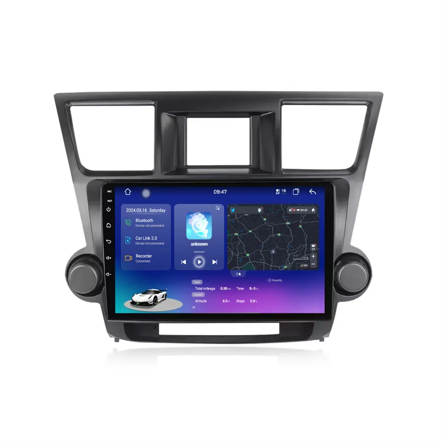 2k QLED layar 8-Core Android 13 sistem Audio Multimedia mobil untuk Toyota Highlander 2007-2013 Video Stereo Radio mobil